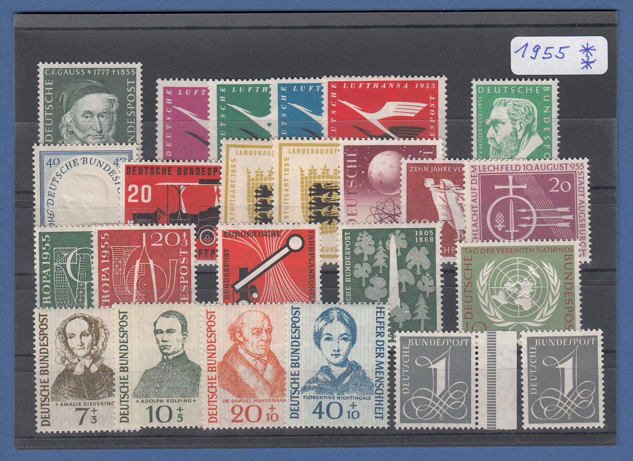 Bundesrepublik alle Briefmarken des Jahrgangs 1955 komplett postfrisch