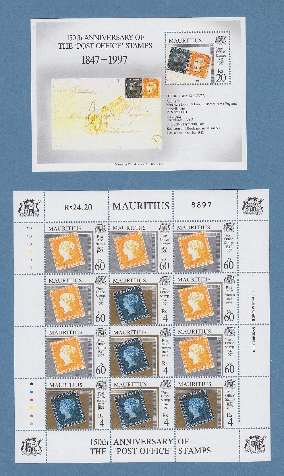 Mauritius 1997 150 Jahre Blaue Mauritius Block Und Kleinbogen