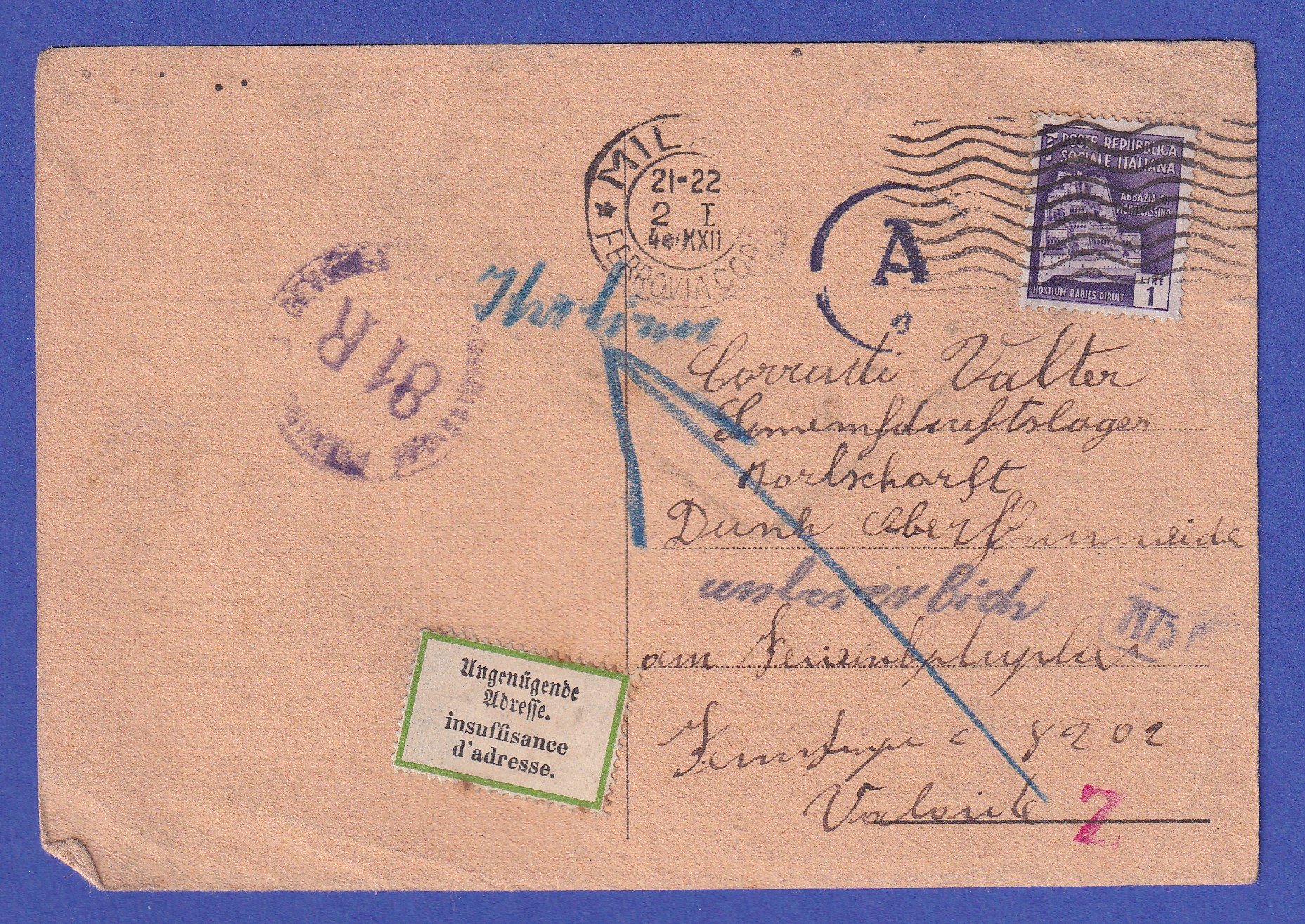 Postkarte Von Italien Nach Deutschland www.dohren-briefmarken.com