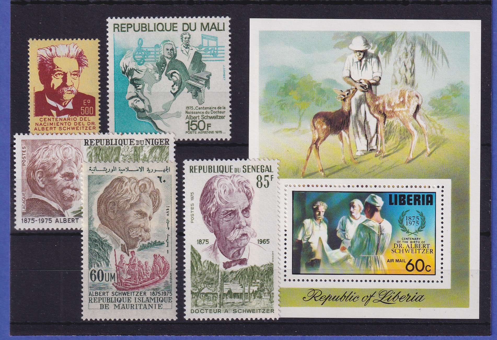 1975 Geburtstag von Albert Schweitzer Lot 6 Werte postfrisch
