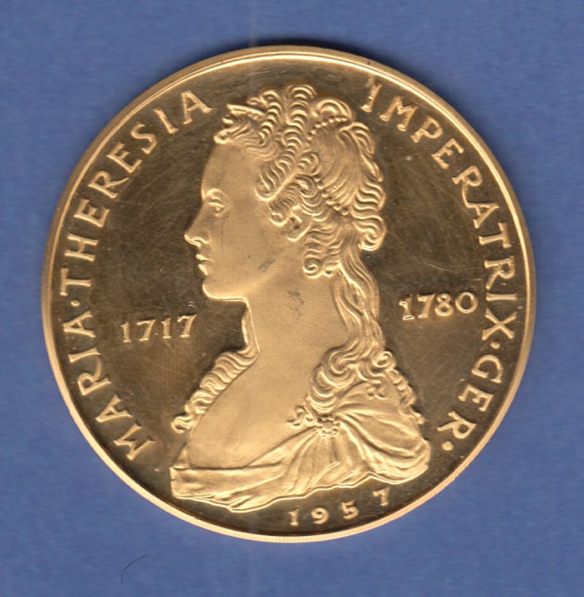Große Goldmedaille V Dukaten 1957 Maria Theresia 17,24g 980er Gold ...