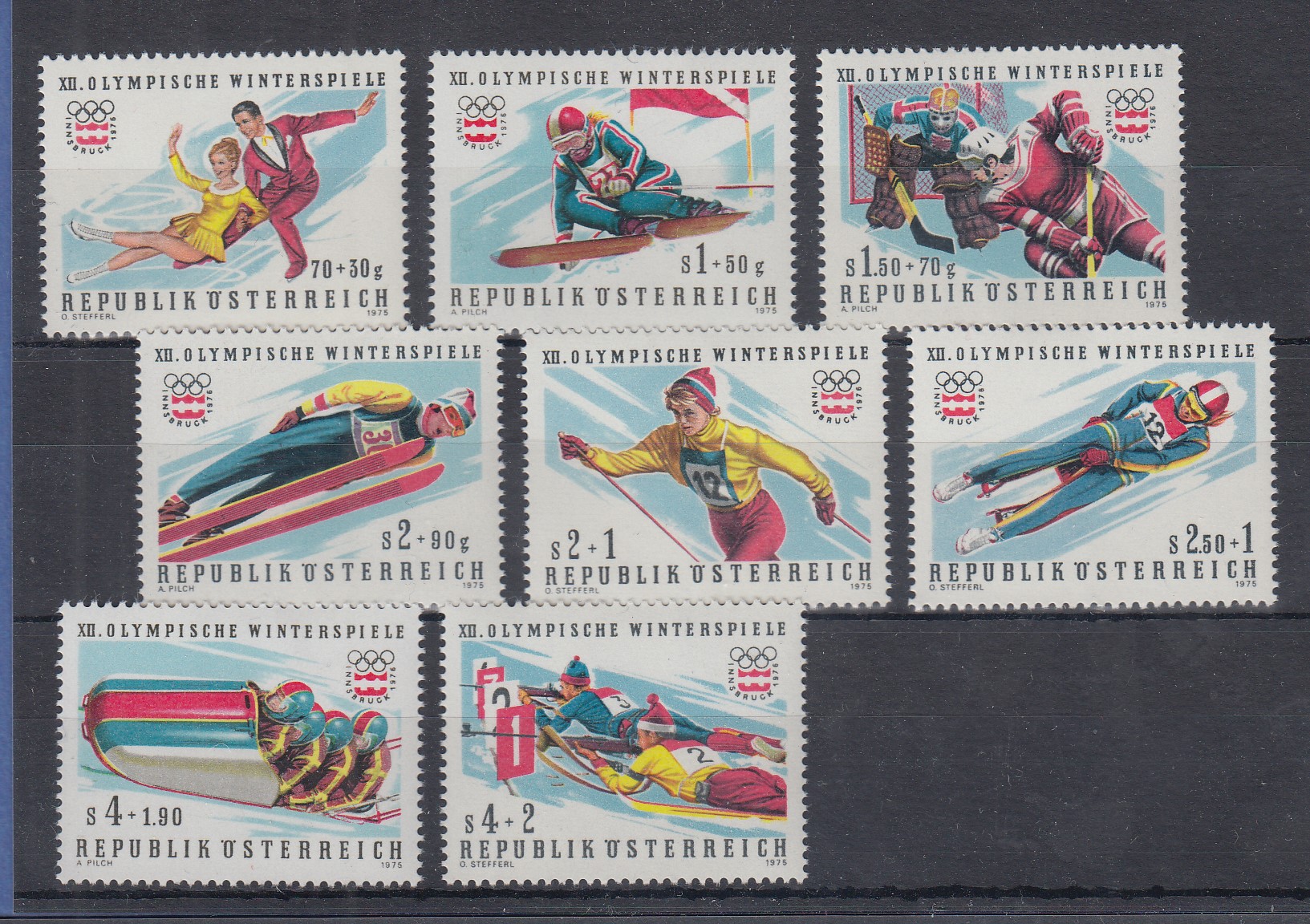 Österreich 1976, XII. Olympische Winterspiele Innsbruck Satz 8 Werte