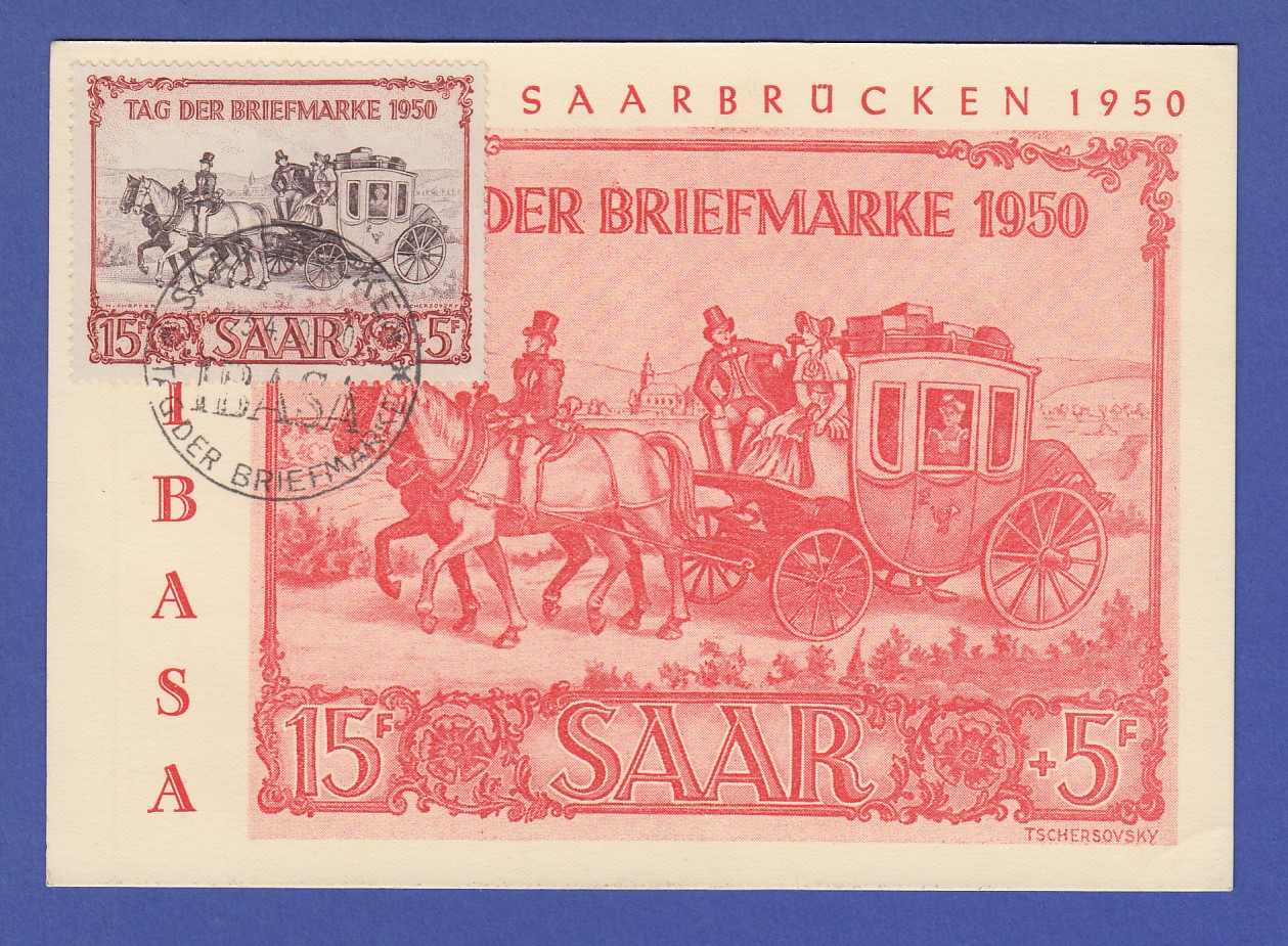 Saarland IBASA Tag der Briefm.1950 Mi.-Nr. 291 mit ET-O 23.4.50 auf