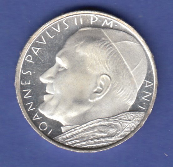 Vatikan SilberKursmünze 500 Lire Papst Johannes Paul II. 1979 · Tilman Dohren Philatelie Vatikan SilberKursmünze 500 Lire Papst Johannes Paul II. 1979 · Tilman Dohren Philatelie