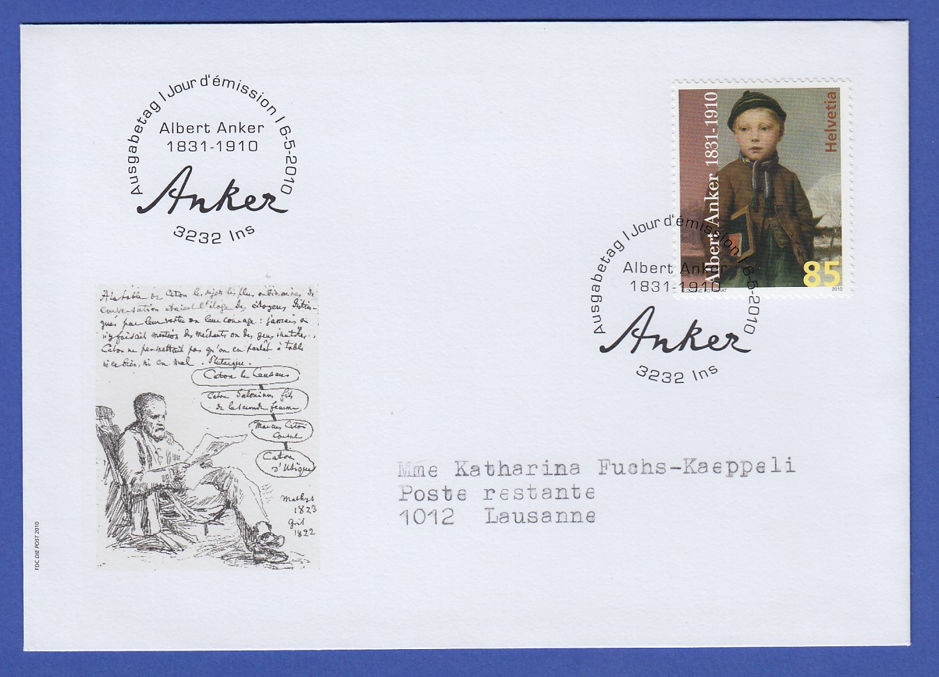 schweiz 2010 maler albert anker mi nr 2155 auf gelaufenem fdc ebay schweiz 2010 maler albert anker mi nr 2155 auf gelaufenem fdc ebay