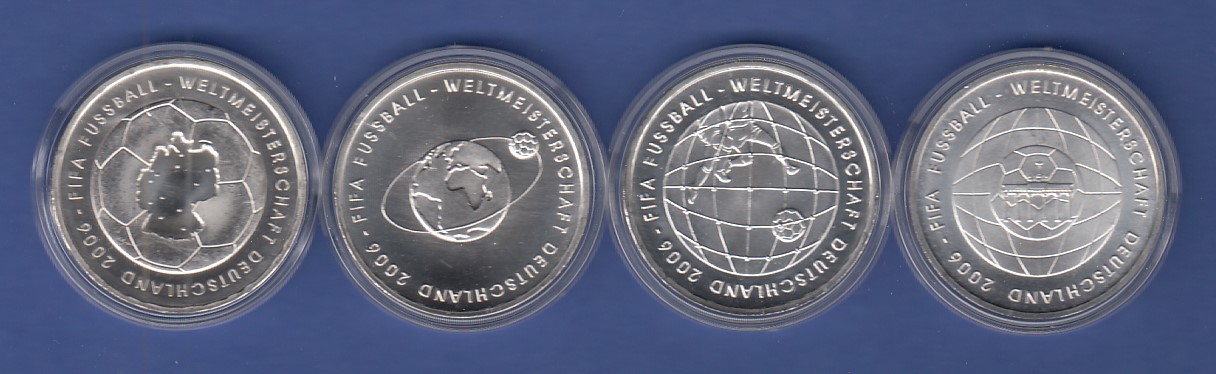 FußballWM 2006 alle 4 Ausgaben 10€Gedenkmünzen von 20032006 kpl