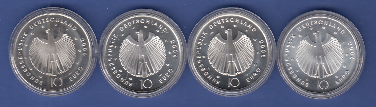FußballWM 2006 alle 4 Ausgaben 10€Gedenkmünzen von 20032006 kpl