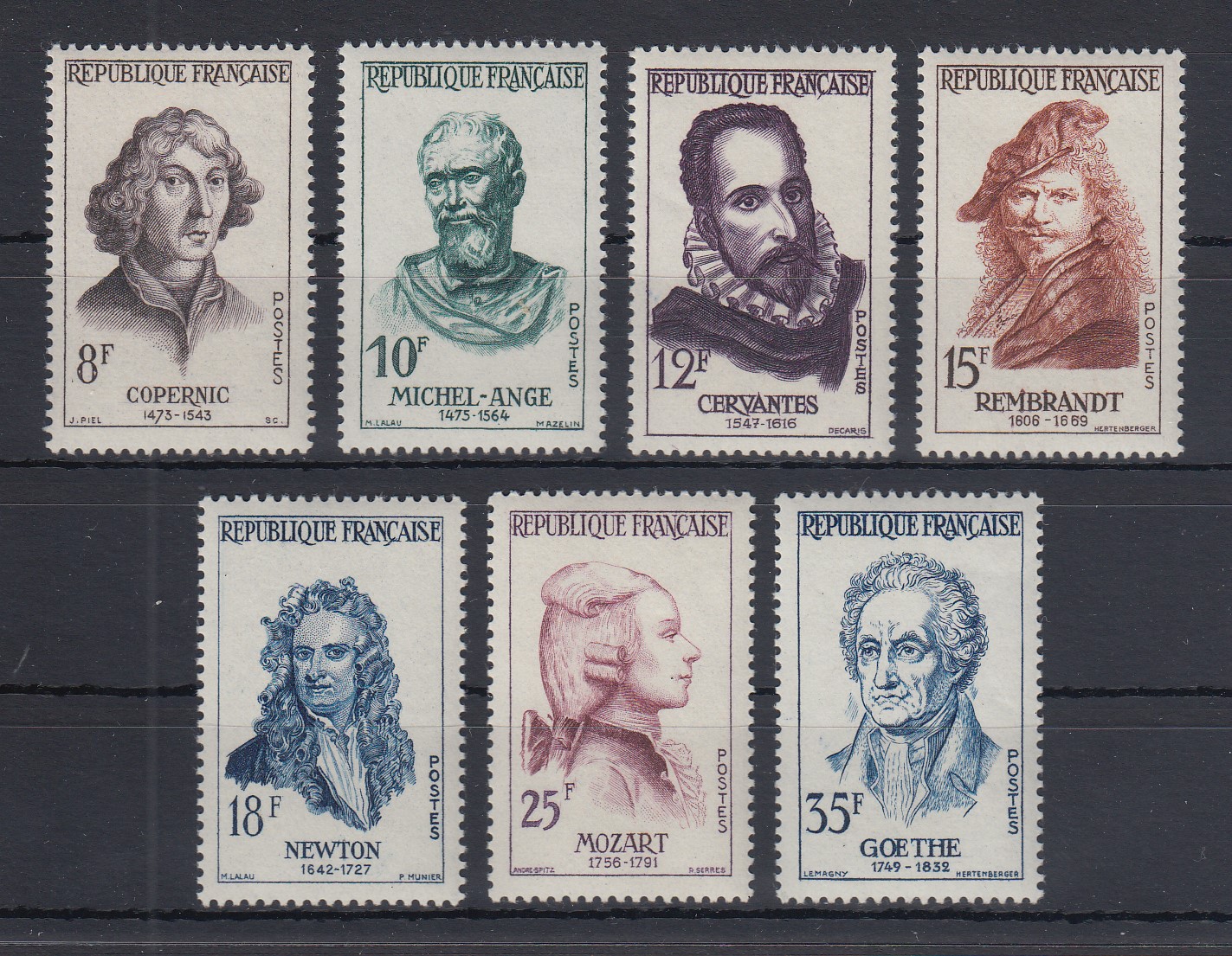 Frankreich 1957 Persönlichkeiten Mi.-Nr. 1167-1173 Satz 7 ...