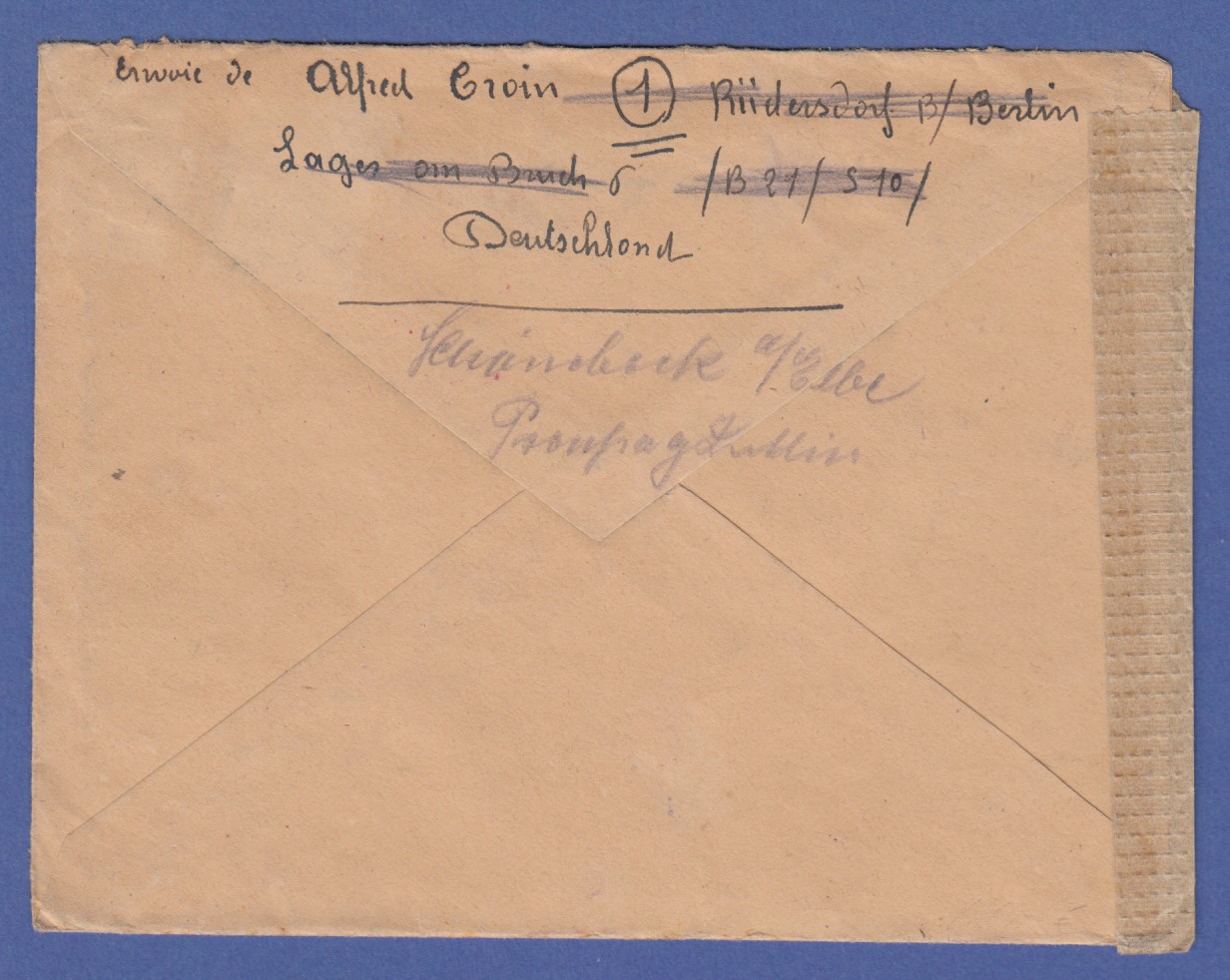 Februar 1945 Interess Zensur Retour Brief Aus Deutschland Gel In