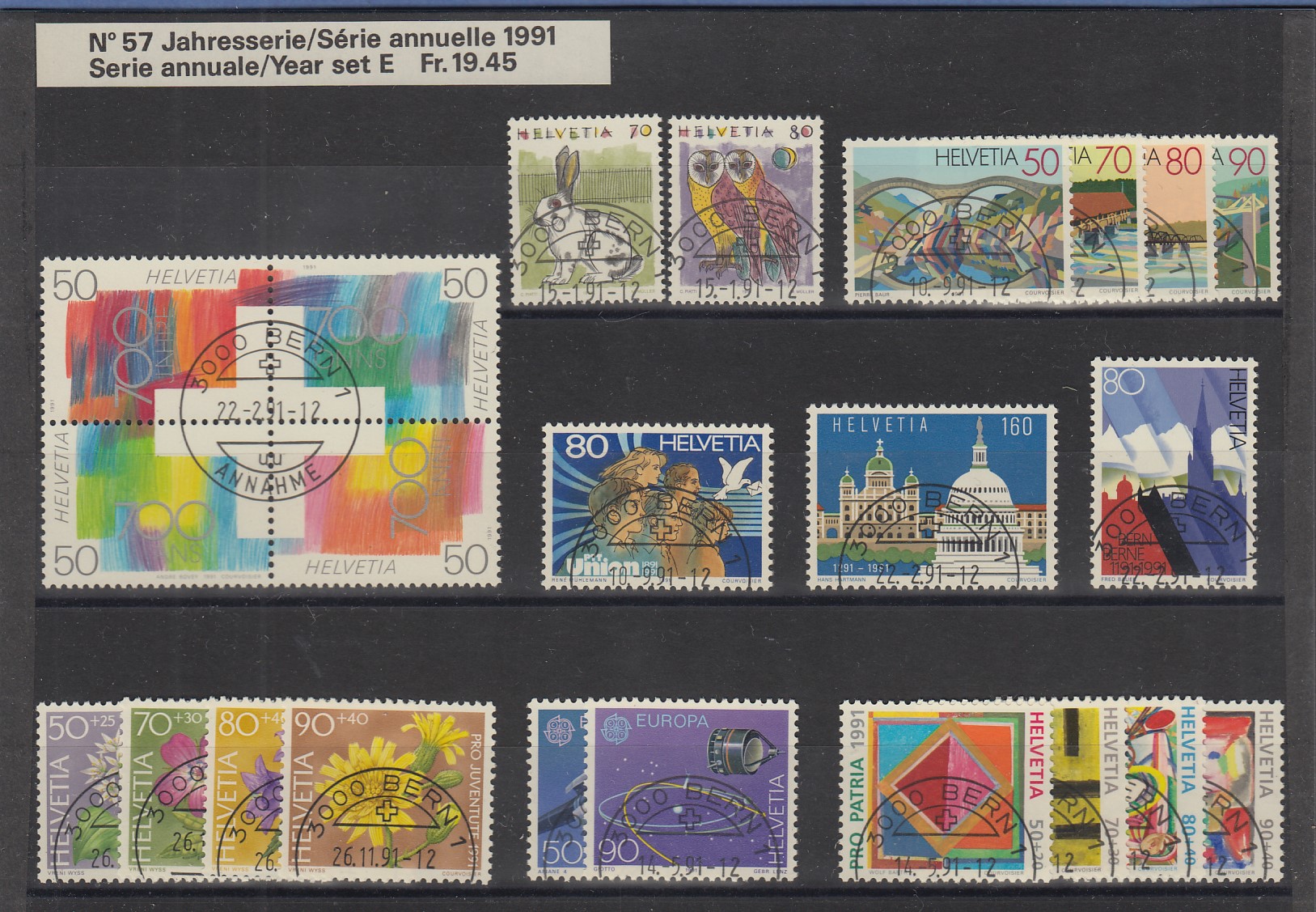 Schweiz Briefmarken-Jahrgang 1991 komplett gestempelt BERN ET