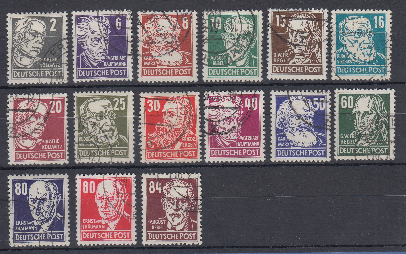 DDR Freimarken Persönlichkeiten mit Wz. 2 Mi-Nr. 327-41 Satz 16 Werte ...