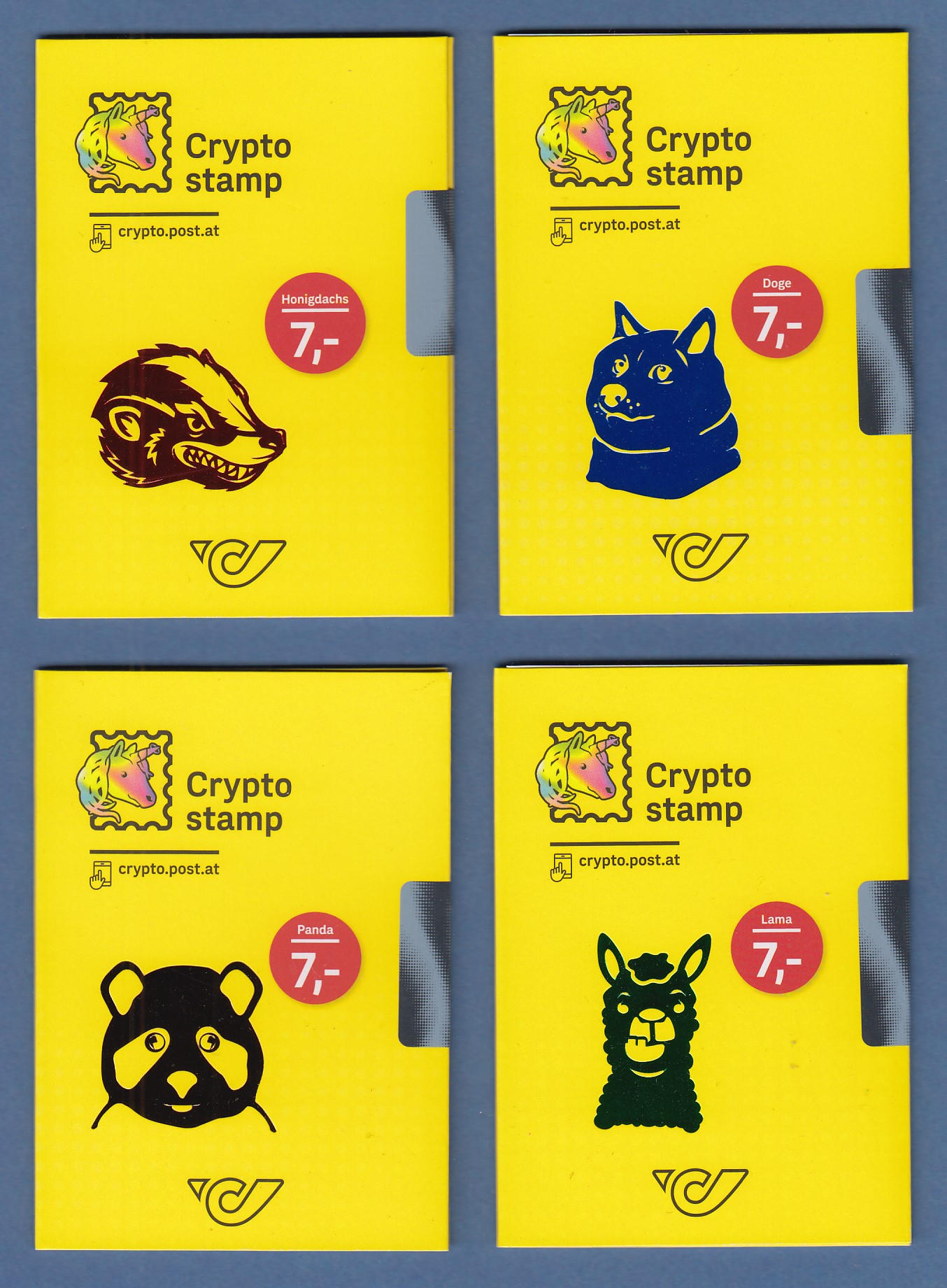 Österreich 2020 Crypto-Stamps Satz alle 4 Tiermotive ** ungeöffnet ! ·  Tilman Dohren Philatelie