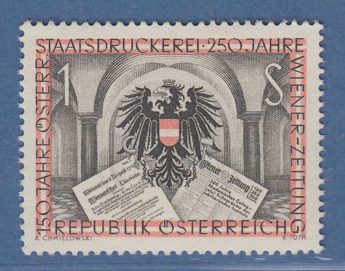 Österreich 1954 Sondermarke 250 Jahre Wiener Zeitung Mi.-Nr. 1011
