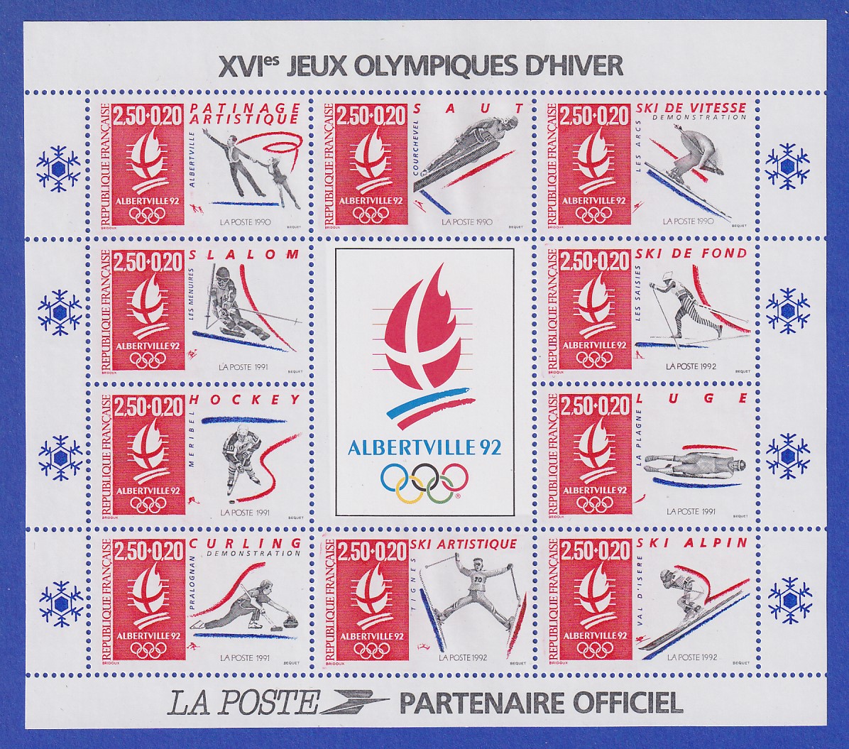Frankreich 1992 Olympische Winterspiele Albertville Mi.Nr. Bl.12
