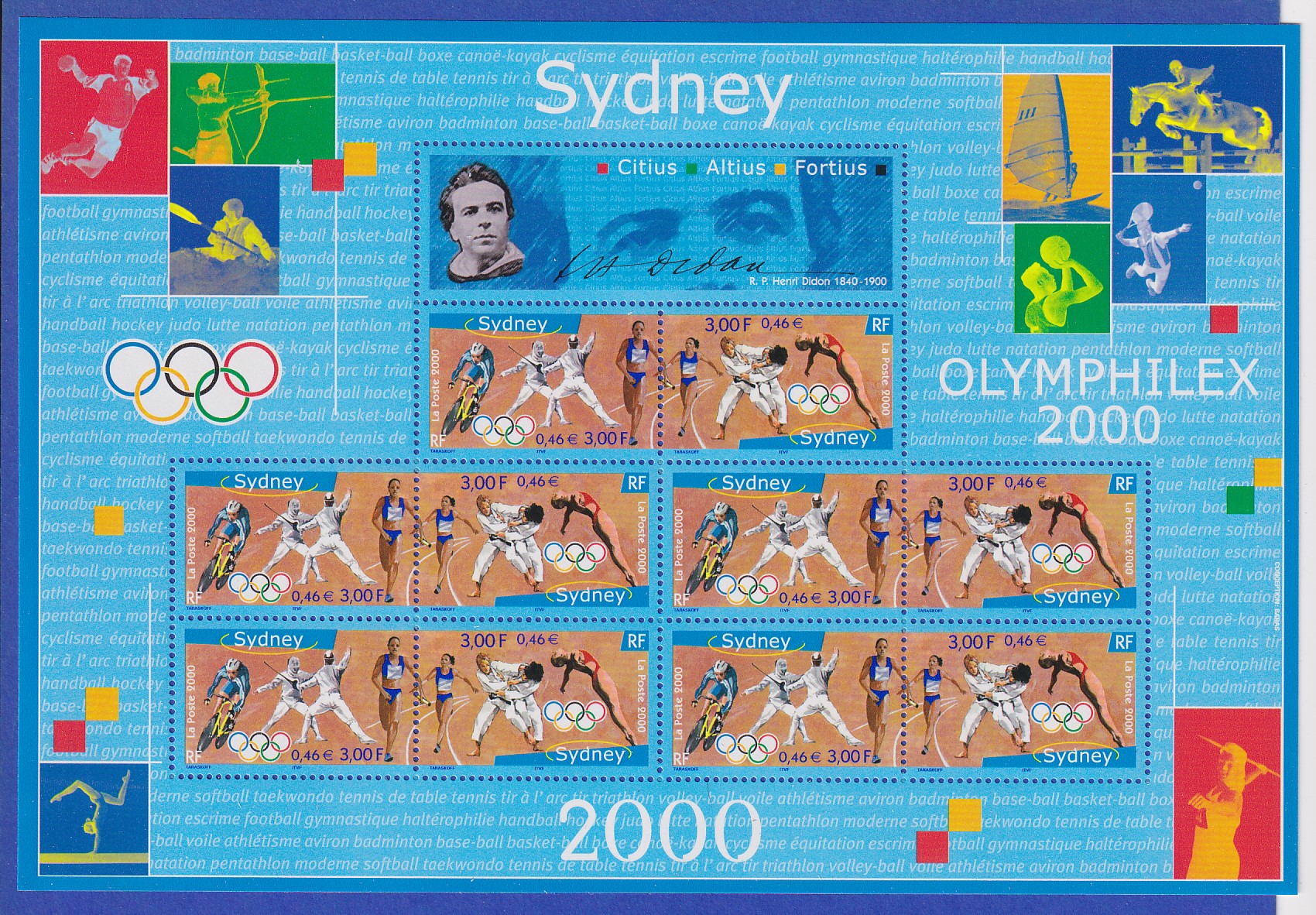 Frankreich 2000 Olympische Sommerspiele Sydney Kleinbogen Mi.Nr. 3481