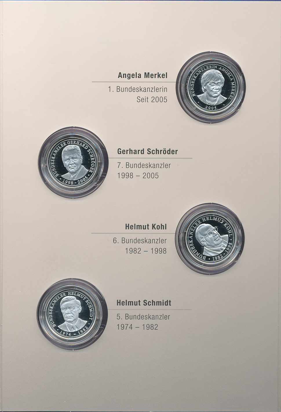Die Kanzler der Bundesrepublik Deutschland, 8 Silber-Medaillen im MDM ...