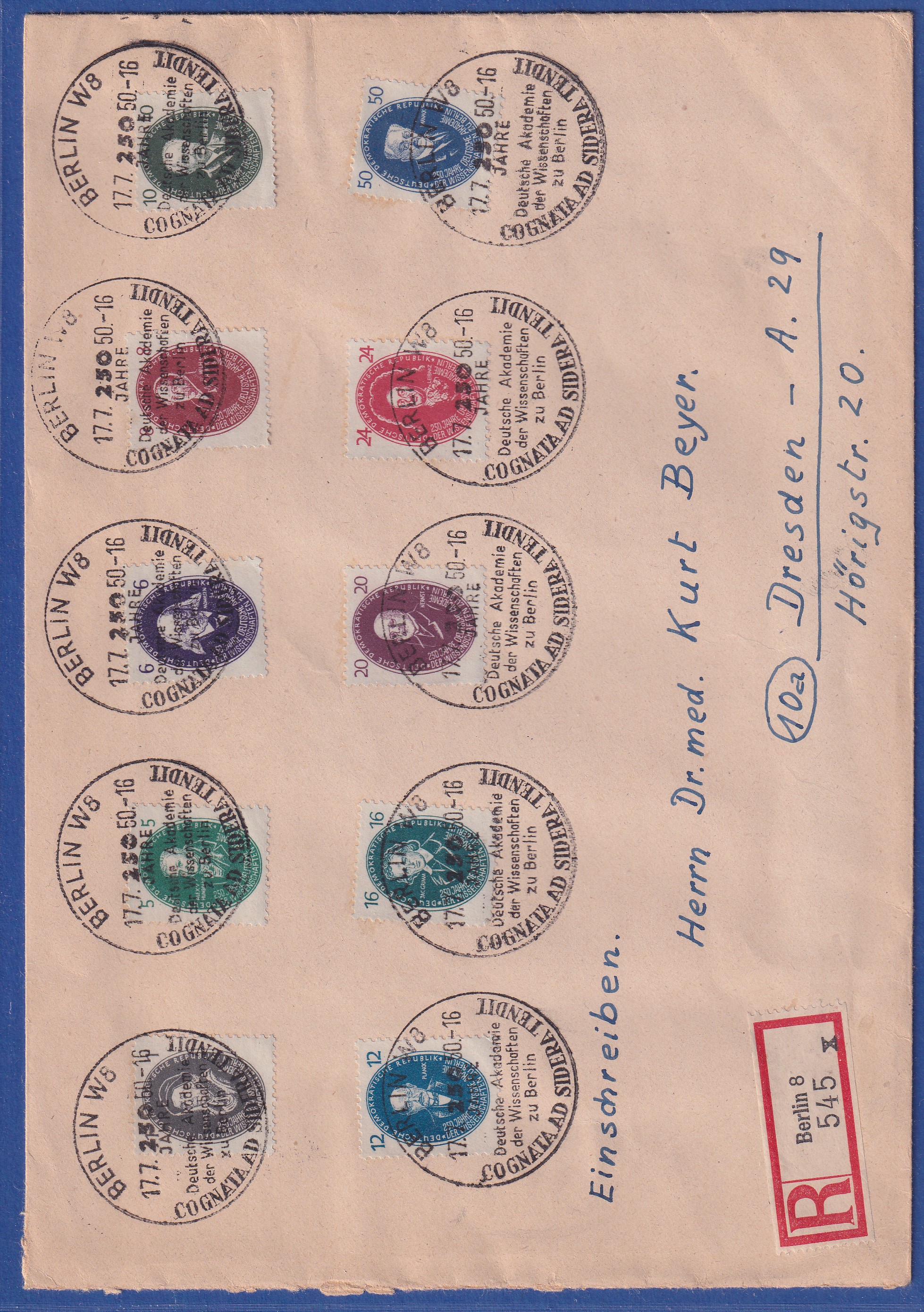 DDR Akademie der Wissenschaften Mi.Nr. 261270 Satz kpl. auf RBrief