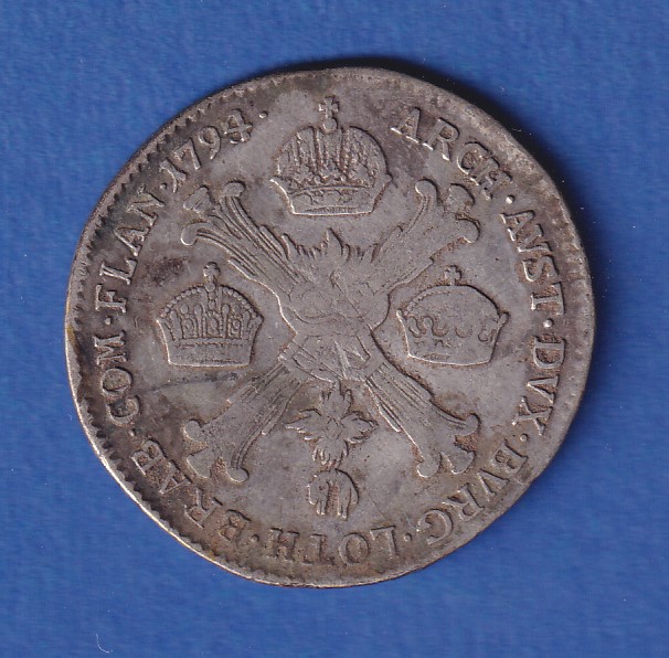 Österreichische Niederlande Silbermünze 1794 B Kaiser Franz II. 1/4 ...