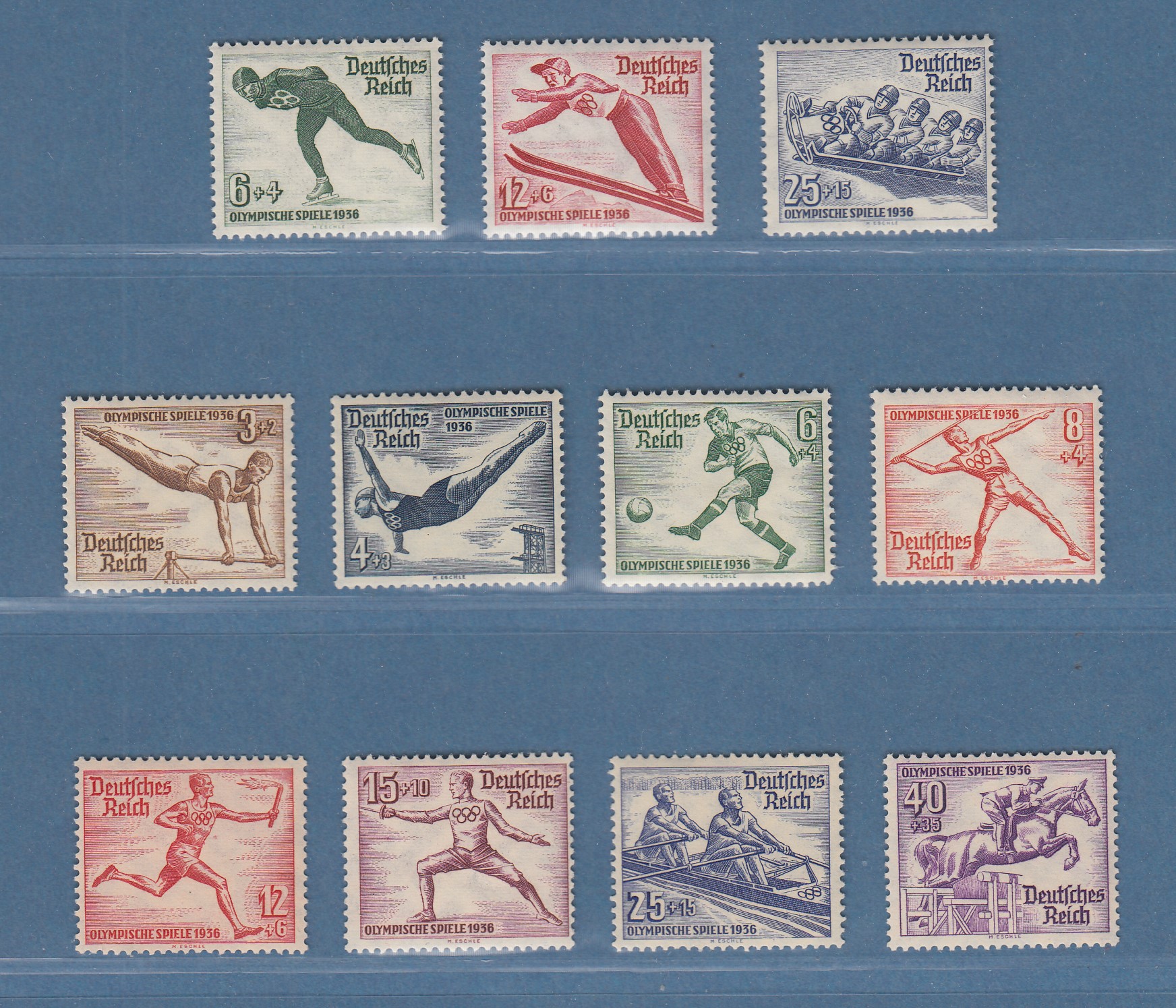 Deutsches Reich 1936 Olympische Spiele Winter und Sommer kpl. 11 Werte