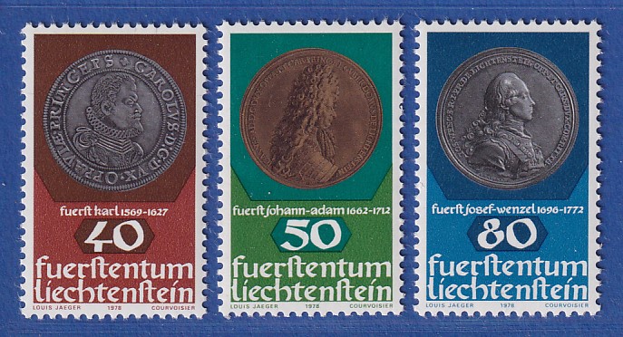 Liechtenstein 1978 Münzen und Medaillen Mi.Nr. 71012 kpl. Satz